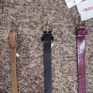 Steve Madden Women's Belt Trio - Black, Tan, Burgundy